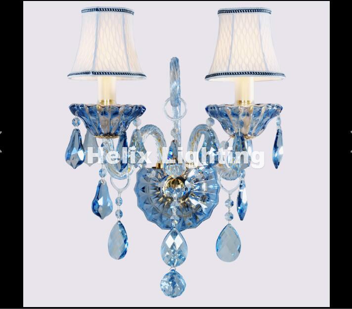 현대 블루 K9 크리스탈 벽 램프, 럭셔리 침실 침대 옆 벽 촛불 E14 LED 크리스탈 벽 스콘 AC 100% 보증, 무료 배송